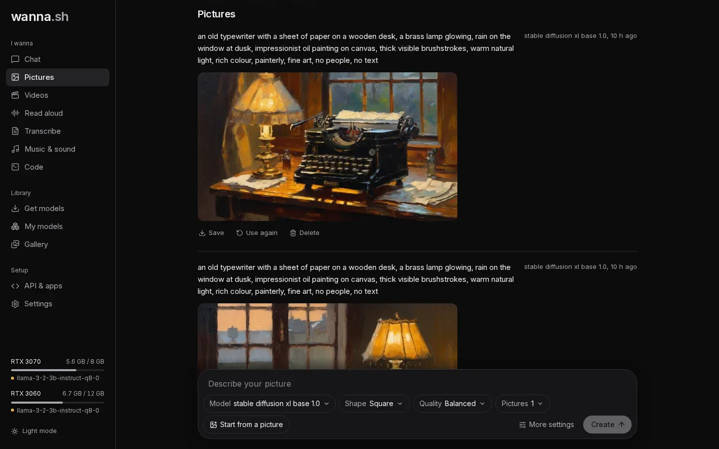 The Pictures page